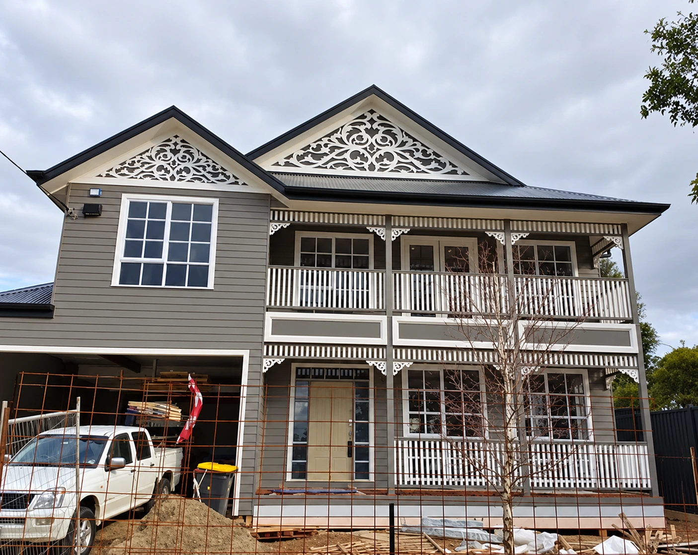 Two-storey heritage verandah; restored photograph